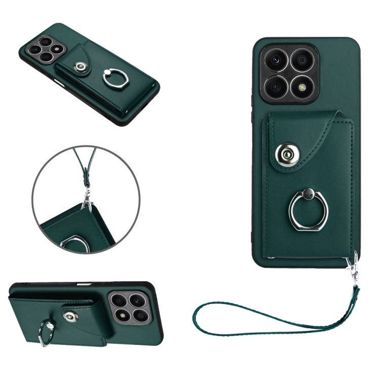 Organ Card Bag Ring Holder PU Phone Case with Lanyard, For Honor 90, For Honor X8a, For Honor X9a/Magic5 Lite