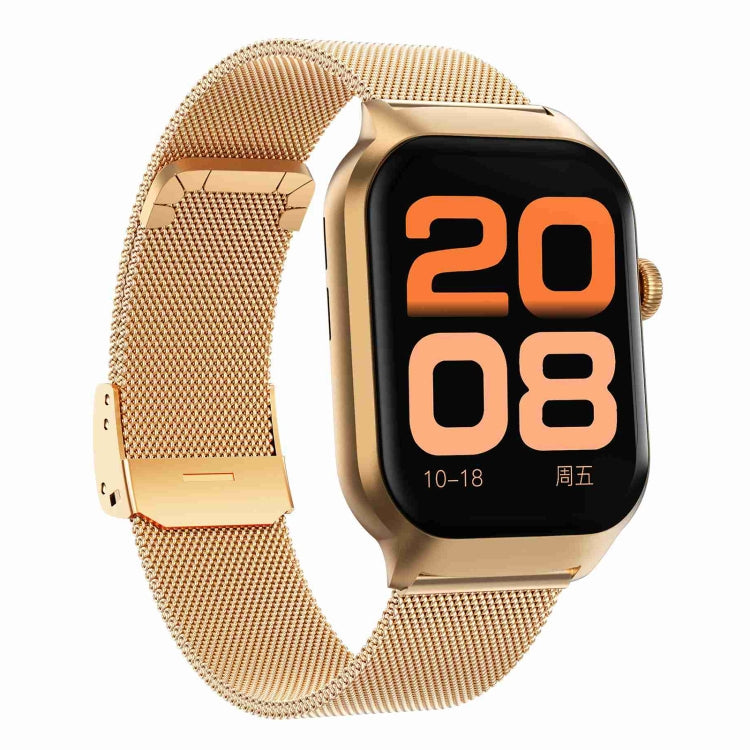2.01 inch Milanese Steel Strap Bluetooth Call Smart Watch Support Heart Rate Monitoring / Non-invasive Blood Sugar, Milanese Steel Strap Gold