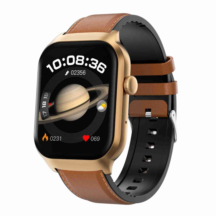 2.01 inch Leather Strap Bluetooth Call Smart Watch Support Heart Rate Monitoring / Non-invasive Blood Sugar, Leather Strap Black, Leather Strap Brown