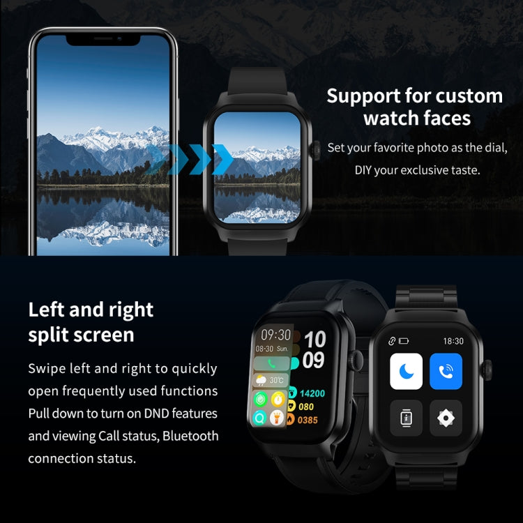 2.01 inch Leather Strap Bluetooth Call Smart Watch Support Heart Rate Monitoring / Non-invasive Blood Sugar, Leather Strap Black, Leather Strap Brown
