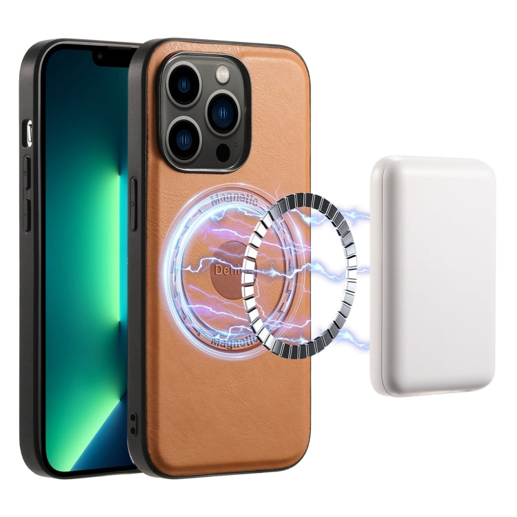 Denior Cowhide Texture Leather MagSafe Phone Case, For iPhone 13 Pro Max, For iPhone 13 Pro, For iPhone 12/12 Pro, For iPhone 12 Pro Max