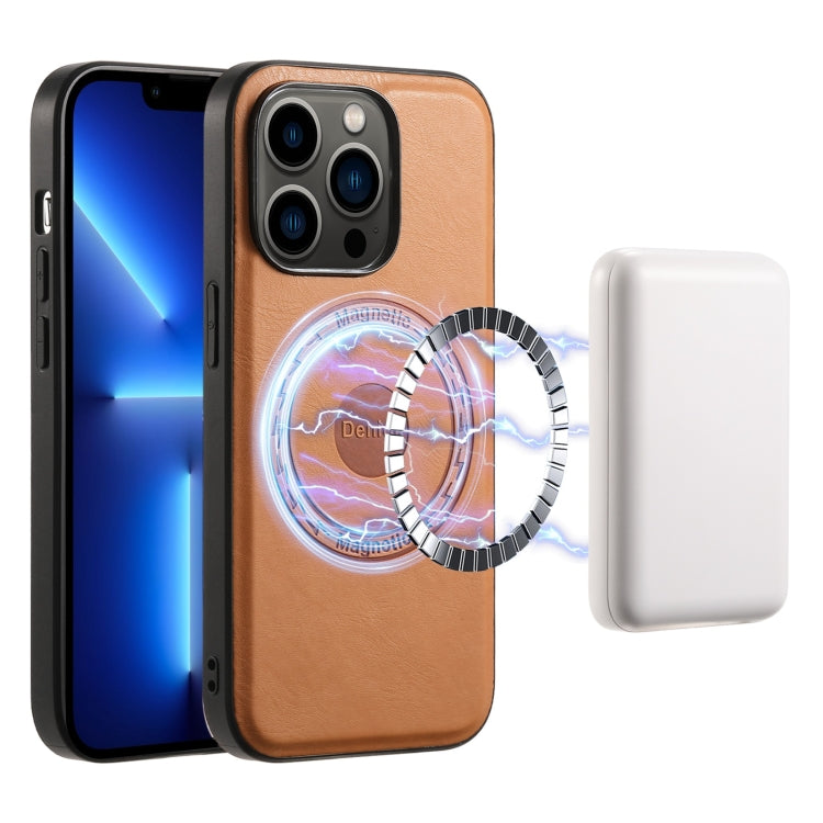 Denior Cowhide Texture Leather MagSafe Phone Case, For iPhone 13 Pro Max, For iPhone 13 Pro, For iPhone 12/12 Pro, For iPhone 12 Pro Max
