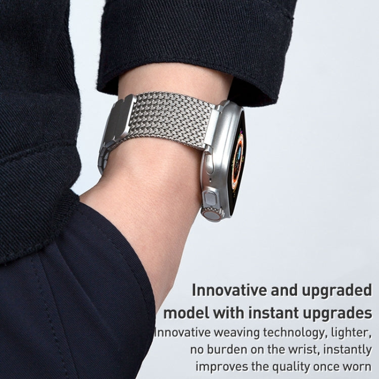 Magnetic Clasp Braided Chain Stainless Steel Watch Band, For Apple Watch SE 2023 44mm, For Apple Watch SE 2023 40mm, For Apple Watch Ultra 2 49mm, For Apple Watch Series 9 45mm, For Apple Watch Series 9 41mm, For Apple Watch Ultra 49mm