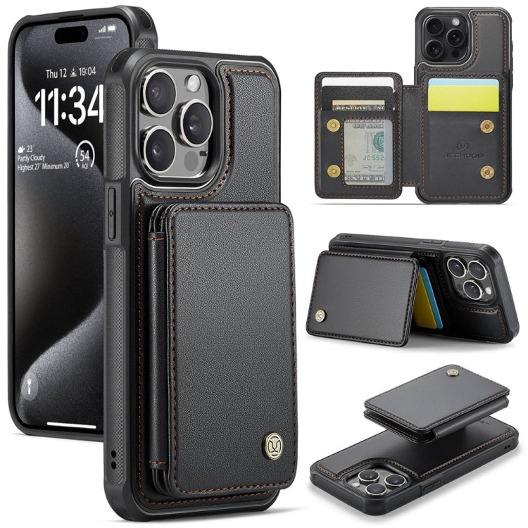 JEEHOOD J05 Business Magnetic Style RFID Leather Phone Case, For iPhone 15 Pro, For iPhone 15 Plus, For iPhone 15, For iPhone 14 Plus