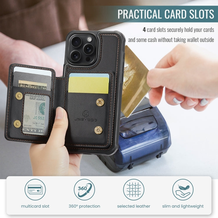 JEEHOOD J05 Business Magnetic Style RFID Leather Phone Case, For iPhone 15 Pro, For iPhone 15 Plus, For iPhone 15, For iPhone 14 Plus