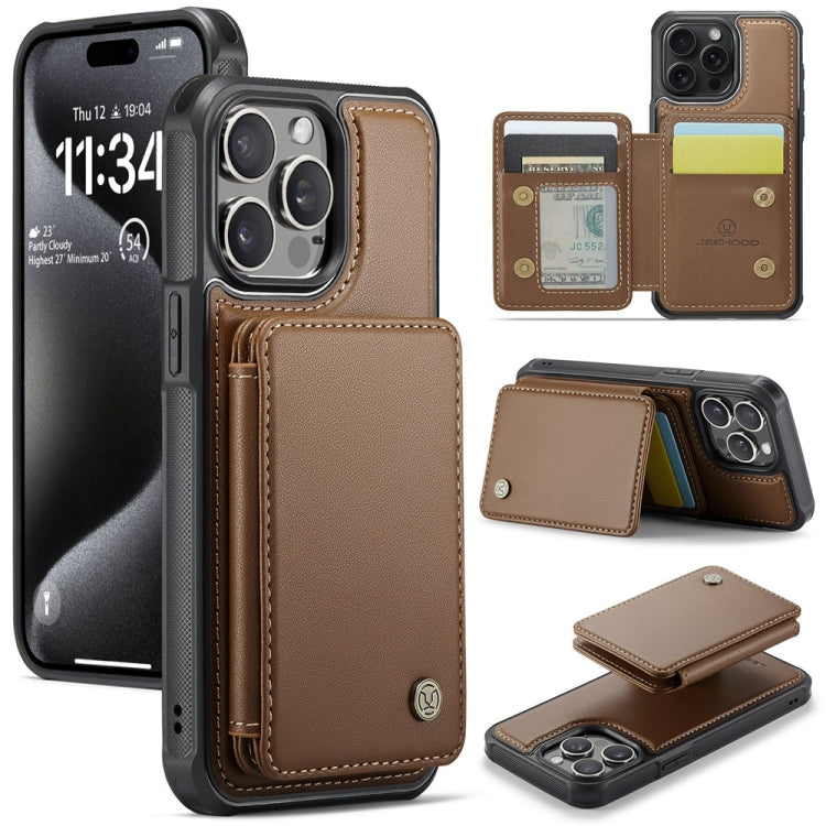 JEEHOOD J05 Business Magnetic Style RFID Leather Phone Case, For iPhone 15 Pro, For iPhone 15 Plus, For iPhone 15, For iPhone 14 Plus