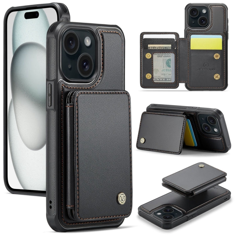 JEEHOOD J05 Business Magnetic Style RFID Leather Phone Case, For iPhone 15 Pro, For iPhone 15 Plus, For iPhone 15, For iPhone 14 Plus