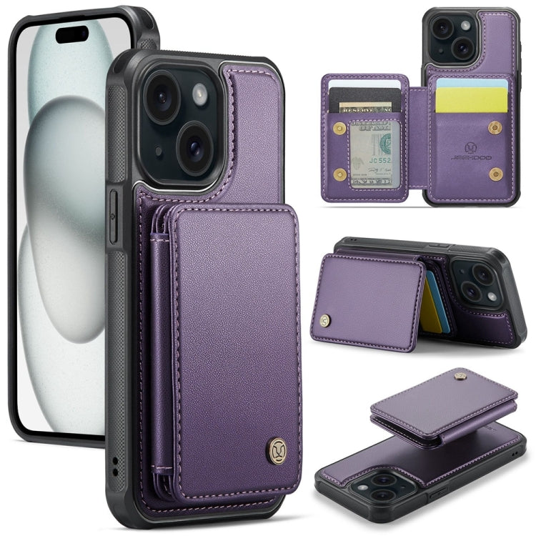 JEEHOOD J05 Business Magnetic Style RFID Leather Phone Case, For iPhone 15 Pro, For iPhone 15 Plus, For iPhone 15, For iPhone 14 Plus