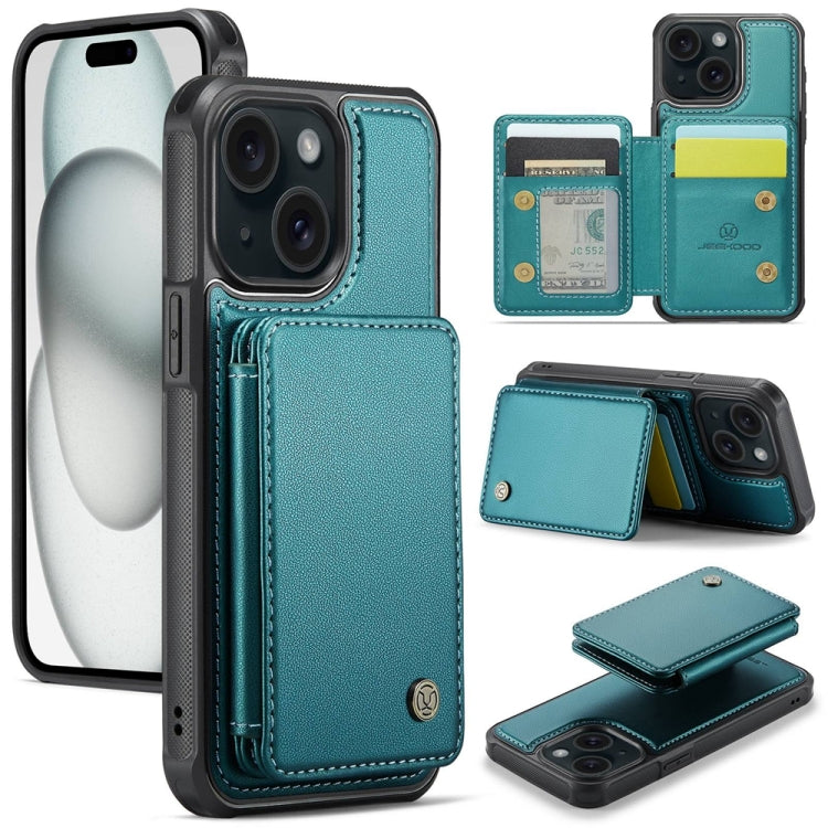 JEEHOOD J05 Business Magnetic Style RFID Leather Phone Case, For iPhone 15 Pro, For iPhone 15 Plus, For iPhone 15, For iPhone 14 Plus