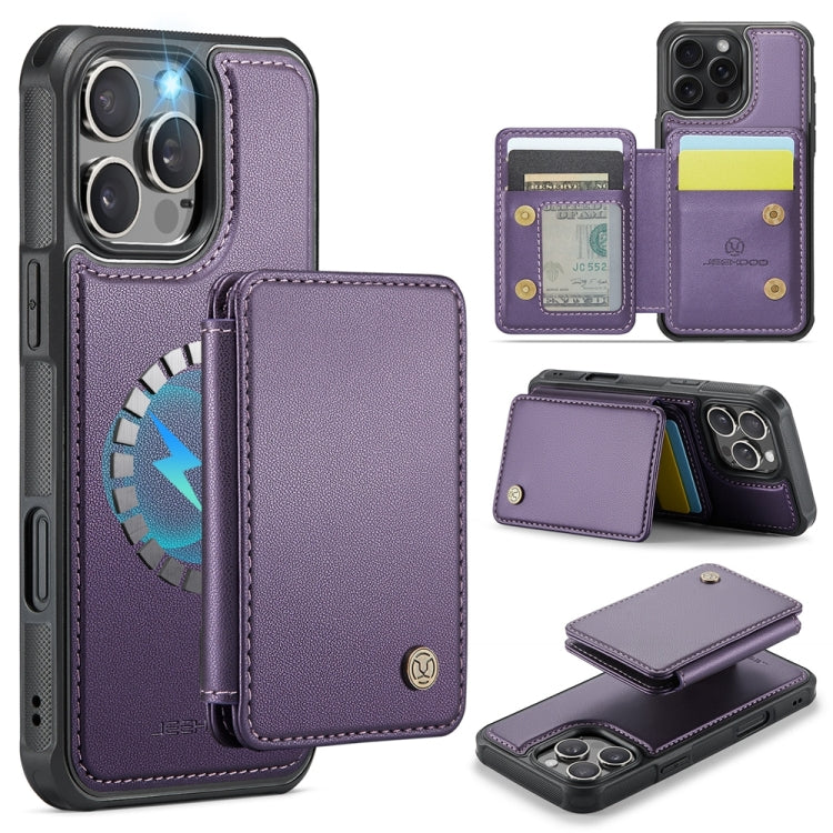 JEEHOOD J05 Business Magnetic Style RFID Leather Phone Case, For iPhone 16 Pro, For iPhone 16 Plus, For iPhone 16, For iPhone 15 Pro Max