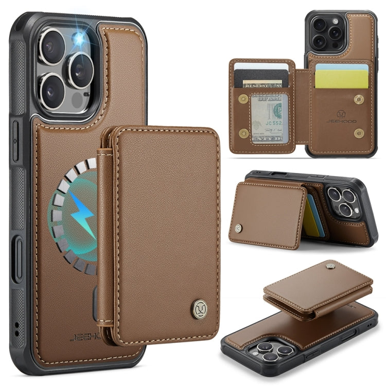 JEEHOOD J05 Business Magnetic Style RFID Leather Phone Case, For iPhone 16 Pro, For iPhone 16 Plus, For iPhone 16, For iPhone 15 Pro Max