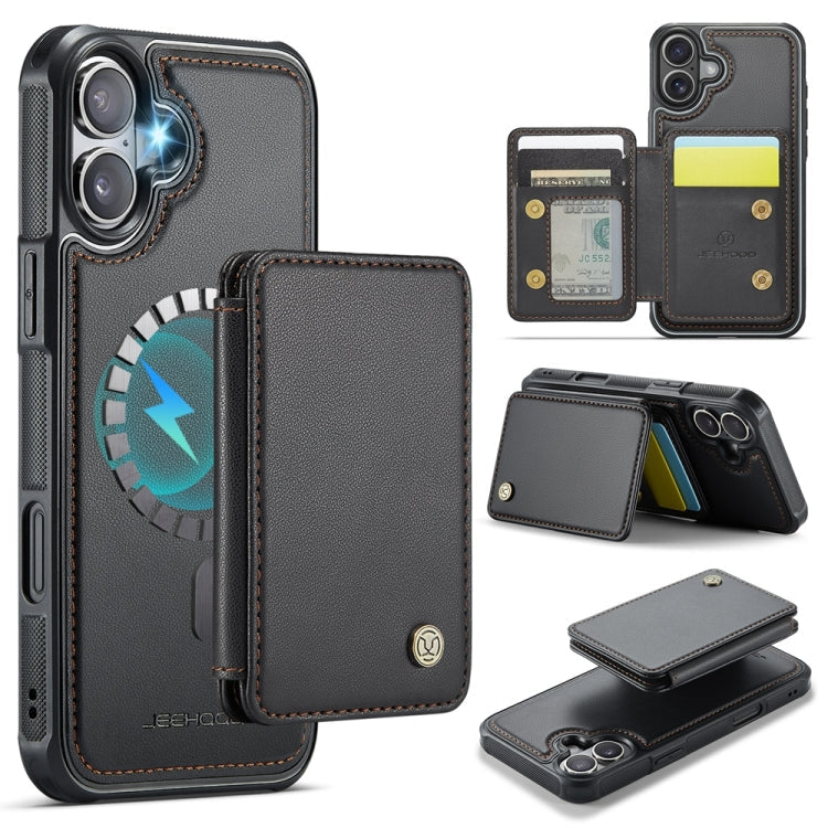 JEEHOOD J05 Business Magnetic Style RFID Leather Phone Case, For iPhone 16 Pro, For iPhone 16 Plus, For iPhone 16, For iPhone 15 Pro Max