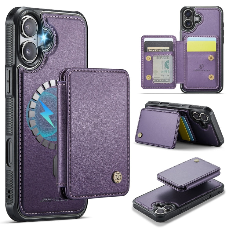 JEEHOOD J05 Business Magnetic Style RFID Leather Phone Case, For iPhone 16 Pro, For iPhone 16 Plus, For iPhone 16, For iPhone 15 Pro Max
