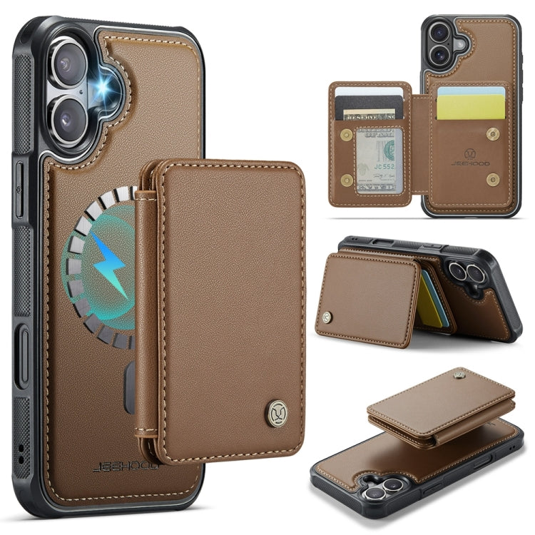 JEEHOOD J05 Business Magnetic Style RFID Leather Phone Case, For iPhone 16 Pro, For iPhone 16 Plus, For iPhone 16, For iPhone 15 Pro Max