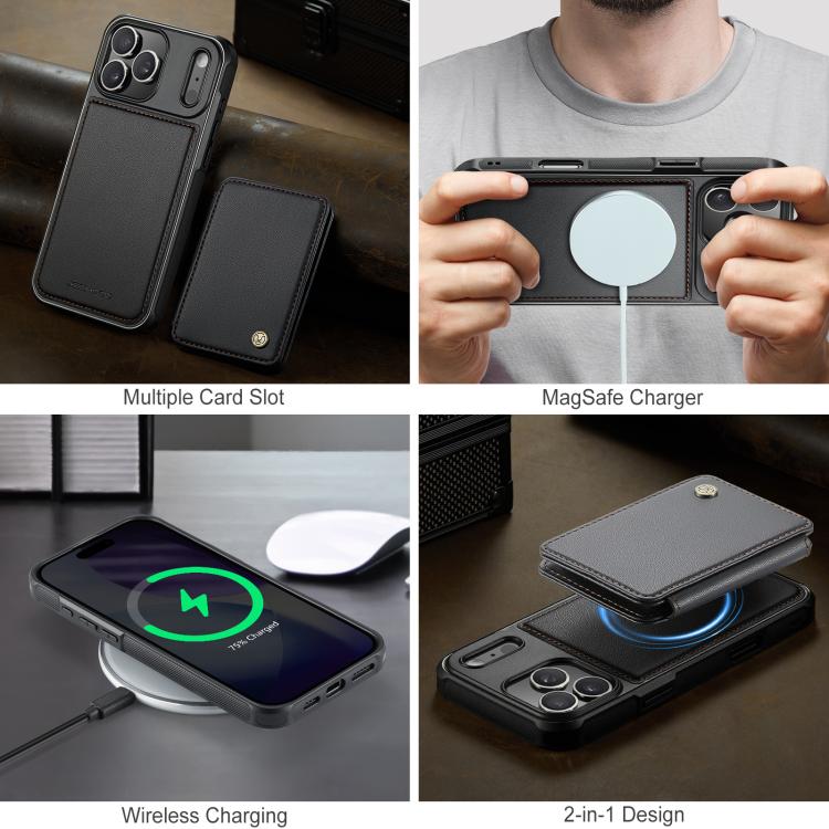 JEEHOOD J05 Business Magnetic Style RFID Leather Phone Case, For iPhone 18 Pro, For iPhone 18 Pro Max, For iPhone 17e / 16e, For iPhone 17 Pro Max