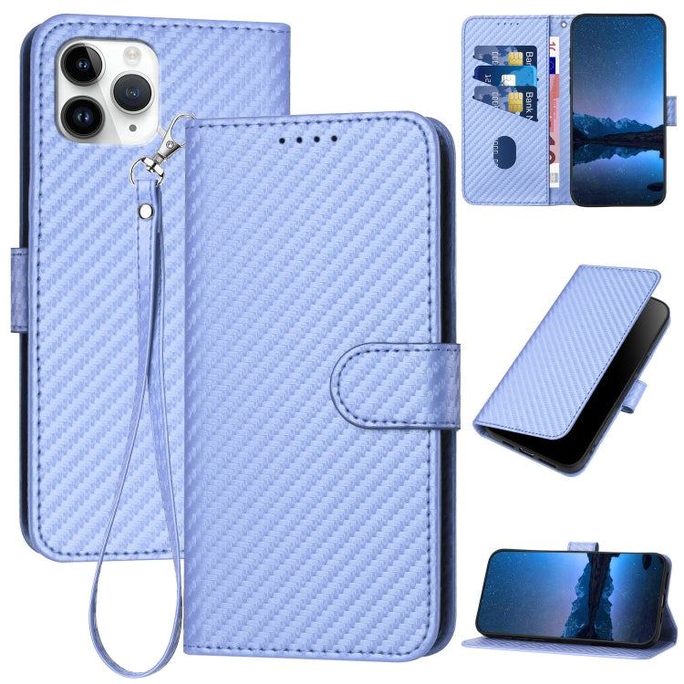 YX0070 Carbon Fiber Buckle Leather Phone Case with Lanyard, For iPhone 11 Pro, For iPhone X / XS, For iPhone XR