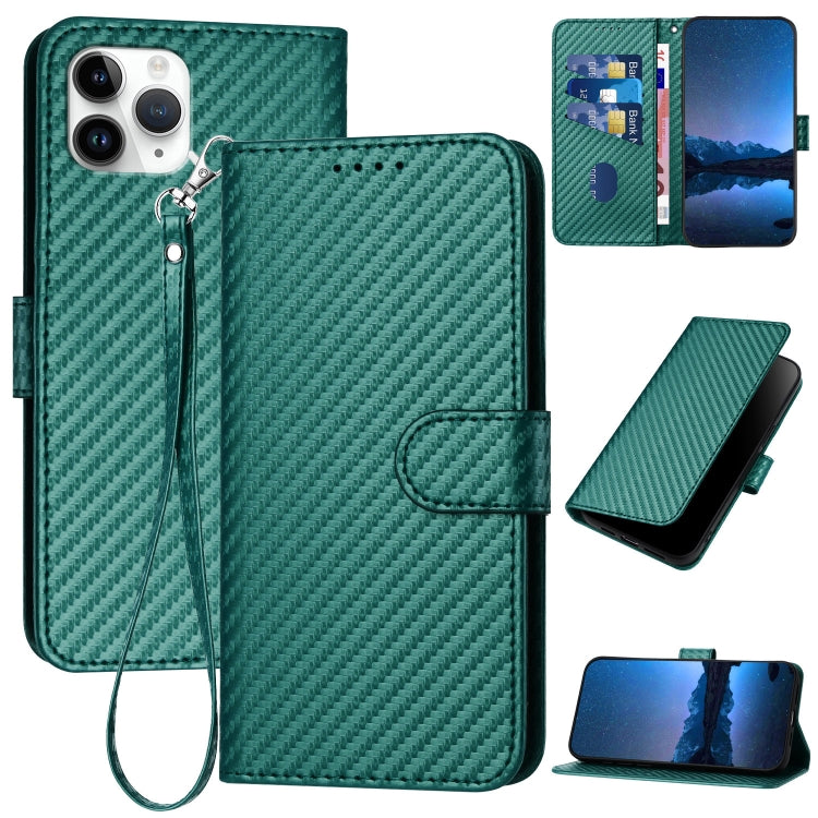 YX0070 Carbon Fiber Buckle Leather Phone Case with Lanyard, For iPhone 11 Pro, For iPhone X / XS, For iPhone XR