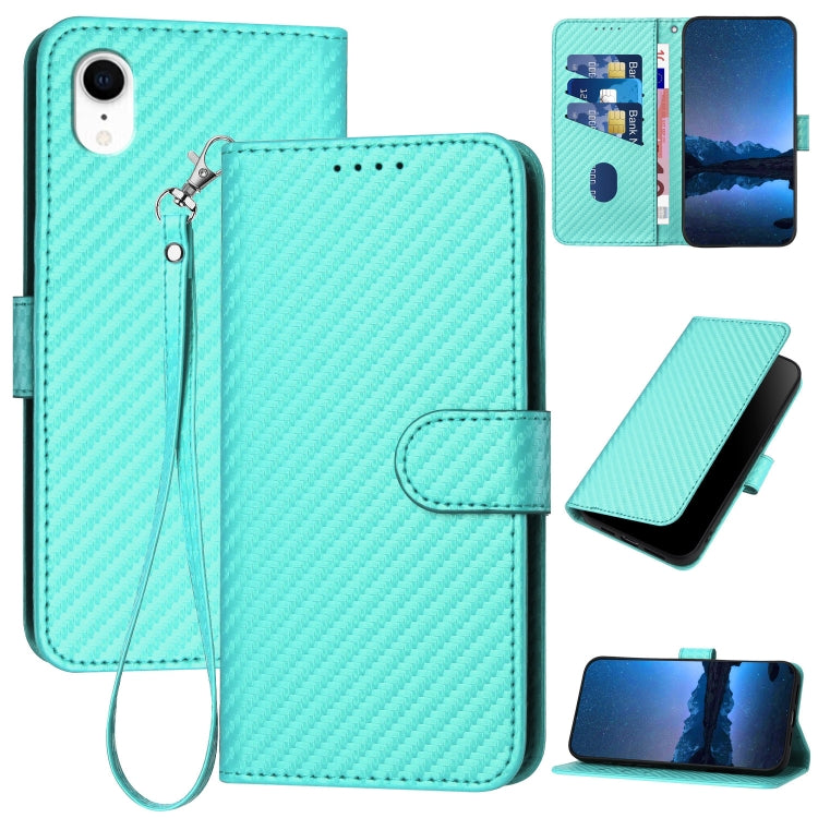 YX0070 Carbon Fiber Buckle Leather Phone Case with Lanyard, For iPhone 11 Pro, For iPhone X / XS, For iPhone XR