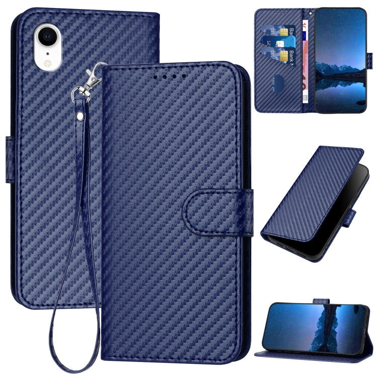 YX0070 Carbon Fiber Buckle Leather Phone Case with Lanyard, For iPhone 11 Pro, For iPhone X / XS, For iPhone XR