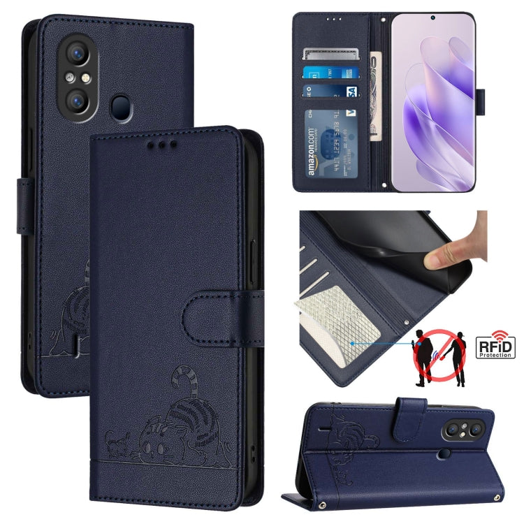Cat Rat Embossed Pattern RFID Leather Phone Case with Lanyard, For itel P40, For itel S17 S661W / Vision 3, For itel A58 / A49, For itel P17 / A27