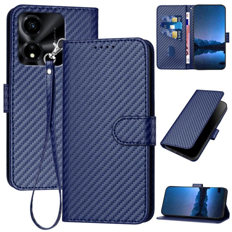YX0070 Carbon Fiber Buckle Leather Phone Case with Lanyard, For Honor 500 / 500 Pro Global 155.8mm, For Honor X5c 4G / X5c Plus, For Honor Magic8 Pro