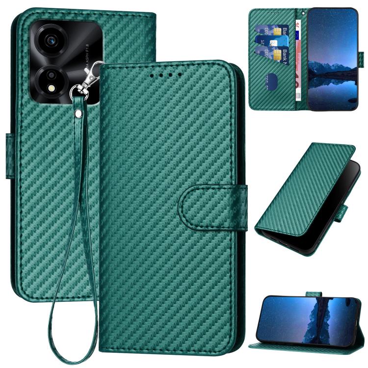 YX0070 Carbon Fiber Buckle Leather Phone Case with Lanyard, For Honor 500 / 500 Pro Global 155.8mm, For Honor X5c 4G / X5c Plus, For Honor Magic8 Pro