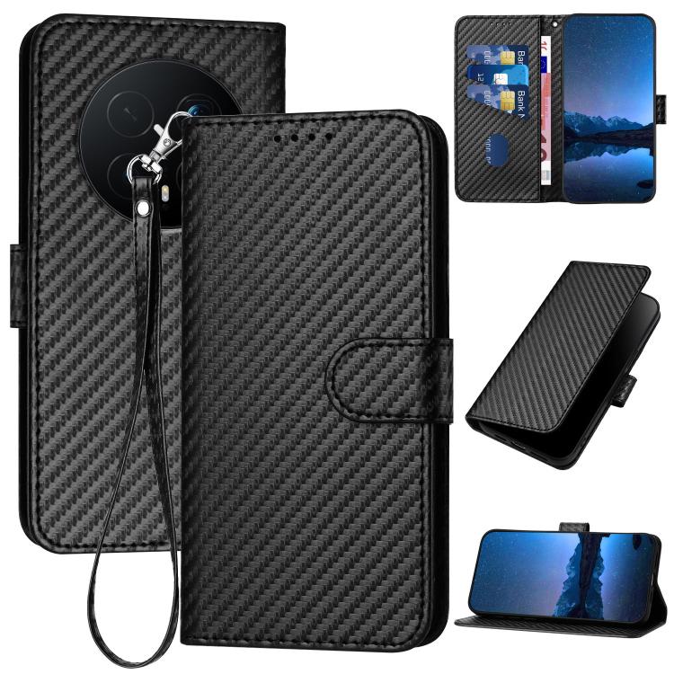 YX0070 Carbon Fiber Buckle Leather Phone Case with Lanyard, For Honor 500 / 500 Pro Global 155.8mm, For Honor X5c 4G / X5c Plus, For Honor Magic8 Pro