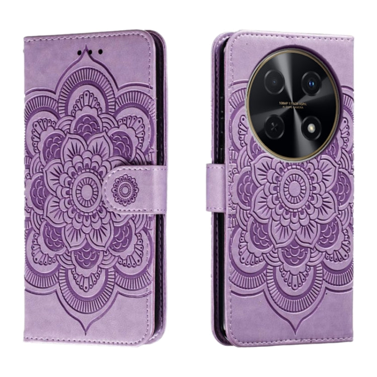 Sun Mandala Embossing Pattern Phone Leather Case, For Huawei Enjoy 70 Pro, For Huawei Enjoy 70, For Huawei Nova 12 Pro