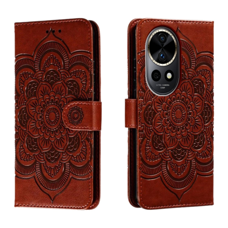 Sun Mandala Embossing Pattern Phone Leather Case, For Huawei Enjoy 70 Pro, For Huawei Enjoy 70, For Huawei Nova 12 Pro
