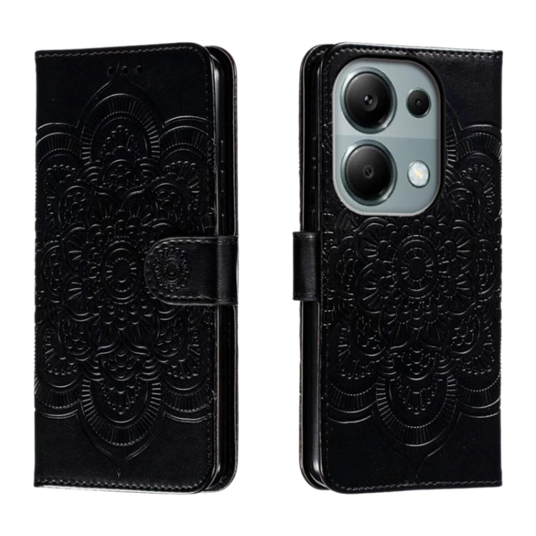 Sun Mandala Embossing Pattern Phone Leather Case, For Xiaomi Redmi Note 13 Pro 4G, For Xiaomi Redmi Note 13 4G, For Xiaomi Redmi K70E