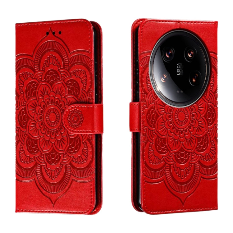Sun Mandala Embossing Pattern Phone Leather Case, For Xiaomi 14 Ultra