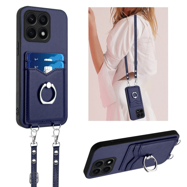 R20 Crossbody Rope Ring Card Holder Phone Case, For Honor X8a, For Honor X9a / Magic5 Lite