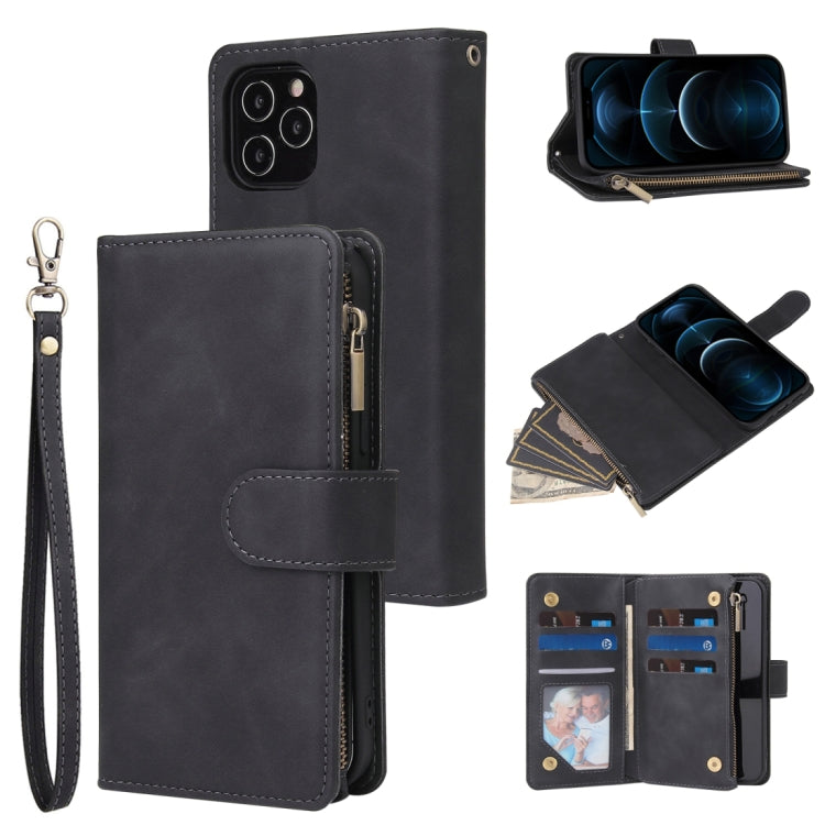 Multifunctional Retro Frosted Horizontal Flip Leather Case with Card Slot & Holder & Zipper Wallet & Photo Frame & Lanyard, For iPhone 12 Pro Max, For iPhone 12 / 12 Pro, For iPhone 12 mini, For Samsung Galaxy A11