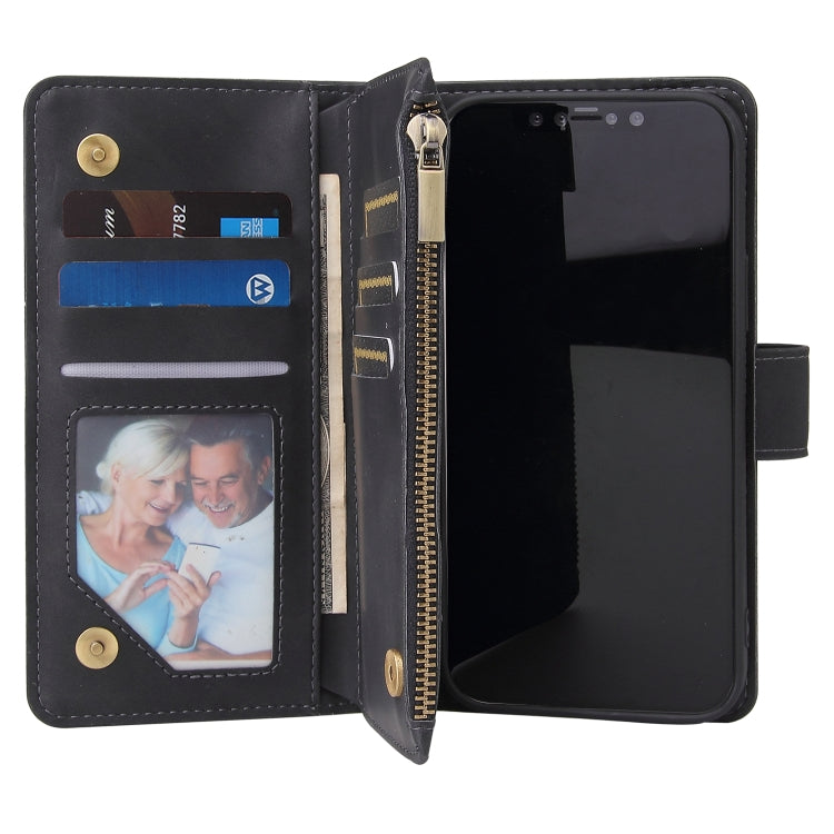 Multifunctional Retro Frosted Horizontal Flip Leather Case with Card Slot & Holder & Zipper Wallet & Photo Frame & Lanyard, For iPhone 12 Pro Max, For iPhone 12 / 12 Pro, For iPhone 12 mini, For Samsung Galaxy A11