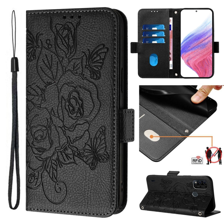 Embossed Rose RFID Anti-theft Leather Phone Case, For itel S17 / Vision 3, For itel A58 / A49, For itel A27, For itel A48