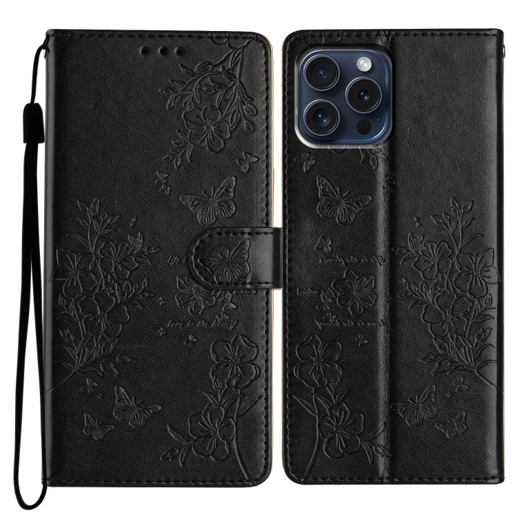 Butterflies and Flowers Leather Phone Case, For iPhone 18 Pro, For iPhone 18 Pro Max, For iPhone 17e / 16e, For iPhone 16 Pro Max