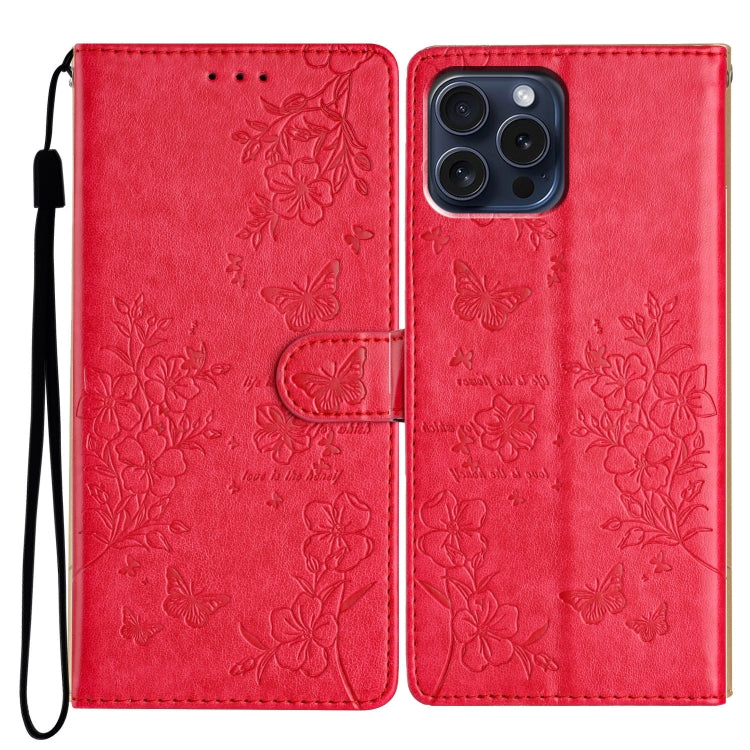 Butterflies and Flowers Leather Phone Case, For iPhone 18 Pro, For iPhone 18 Pro Max, For iPhone 17e / 16e, For iPhone 16 Pro Max