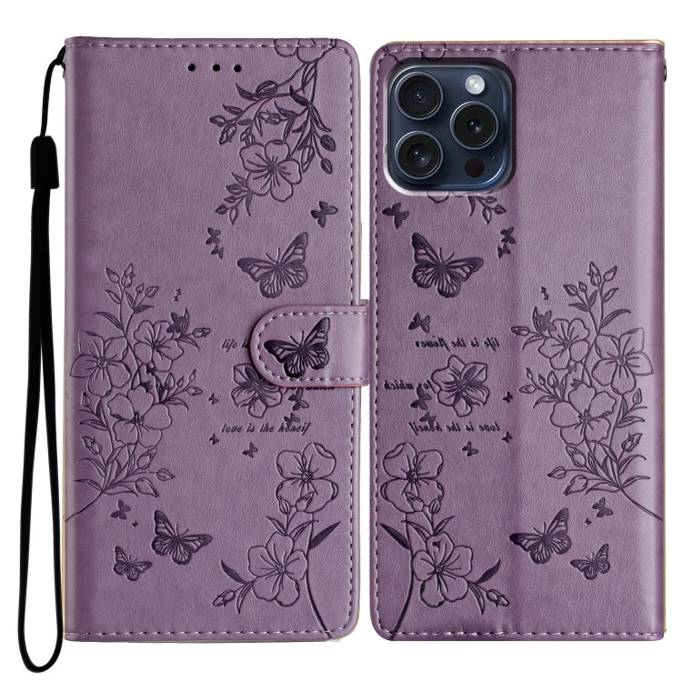 Butterflies and Flowers Leather Phone Case, For iPhone 18 Pro, For iPhone 18 Pro Max, For iPhone 17e / 16e, For iPhone 16 Pro Max