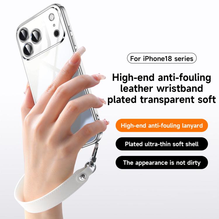 SULADA  Electroplated Clear TPU Soft Frame Phone Case with Wrist Strap, For iPhone 18 Pro, For iPhone 18 Pro Max, For iPhone 17 Pro Max, For iPhone 17 Pro, For iPhone 17, For iPhone Air, For iPhone 16 Pro Max, For iPhone 16 Pro