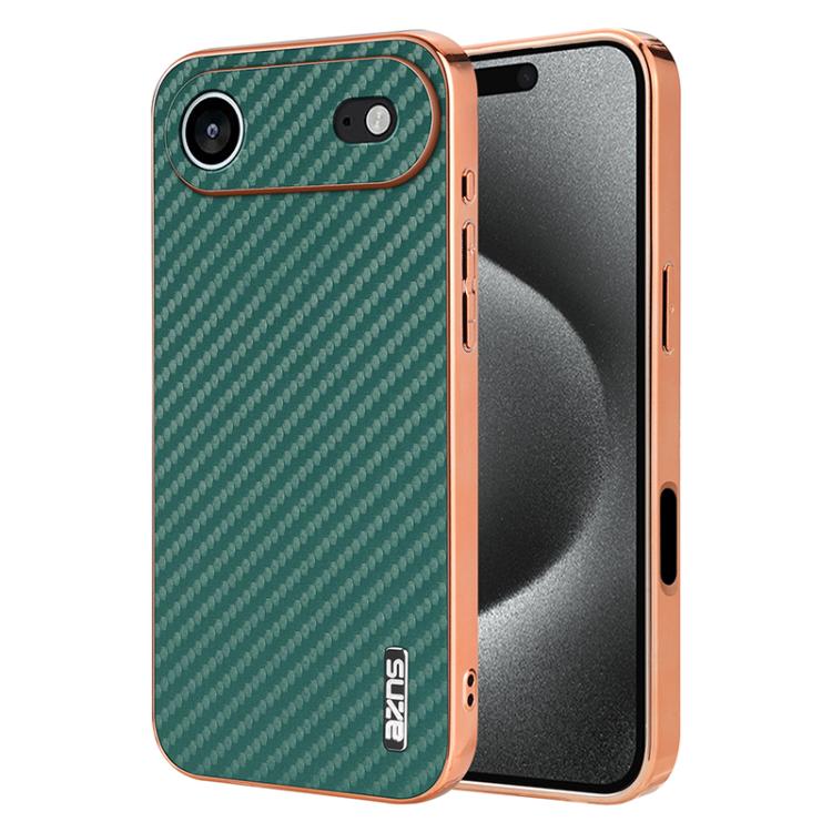 AZNS Electroplated Edge Carbon Fiber Texture Phone Case, For iPhone Air, For iPhone 16 Pro Max, For iPhone 16 Pro, For iPhone 16 Plus, For iPhone 16, For iPhone 15 Pro Max