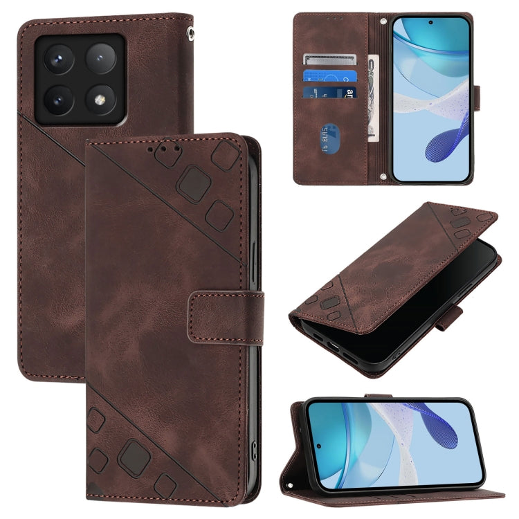 Skin-feel Embossed Leather Phone Case, For Xiaomi 14T Pro, For Xiaomi 14T