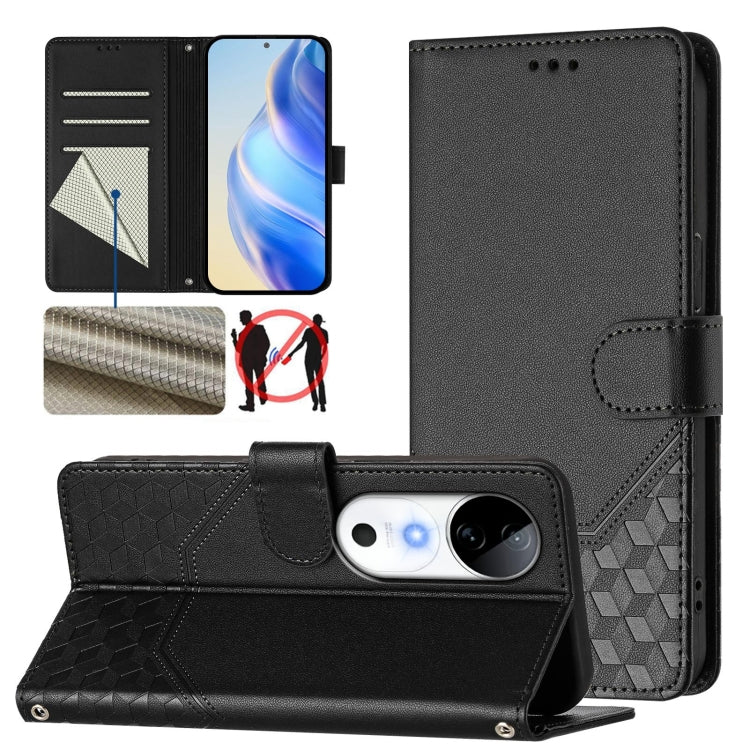 Honeycomb Embossing RFID Leather Phone Case, For vivo S19 Pro, For vivo S19, For vivo Y28 4G, For vivo X100s 5G