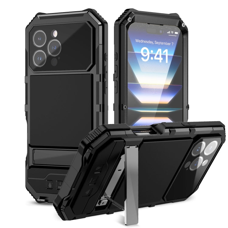 R-JUST Life Waterproof Dustproof Shockproof Holder Phone Case, For iPhone 18 Pro, For iPhone 18 Pro Max, For iPhone 17e / 16e, For iPhone 17 Pro Max, For iPhone 17 Pro, For iPhone 17, For iPhone 16 Pro Max, For iPhone 16 Plus