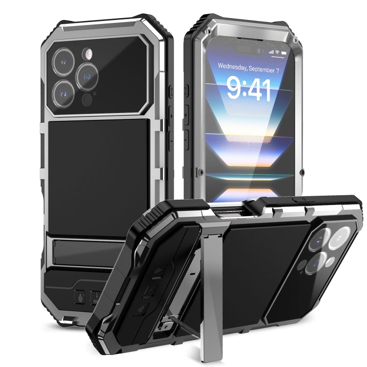 R-JUST Life Waterproof Dustproof Shockproof Holder Phone Case, For iPhone 18 Pro, For iPhone 18 Pro Max, For iPhone 17e / 16e, For iPhone 17 Pro Max, For iPhone 17 Pro, For iPhone 17, For iPhone 16 Pro Max, For iPhone 16 Plus