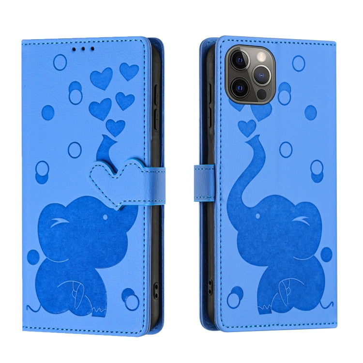 Cartoon Elephant Embossed Leather Phone Case, For iPhone 13 mini / 12 mini, For iPhone 12 / 12 Pro, For iPhone 12 Pro Max, For iPhone 11 Pro Max
