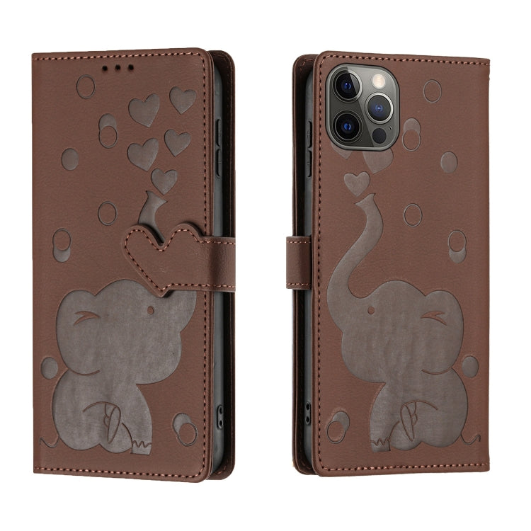Cartoon Elephant Embossed Leather Phone Case, For iPhone 13 mini / 12 mini, For iPhone 12 / 12 Pro, For iPhone 12 Pro Max, For iPhone 11 Pro Max