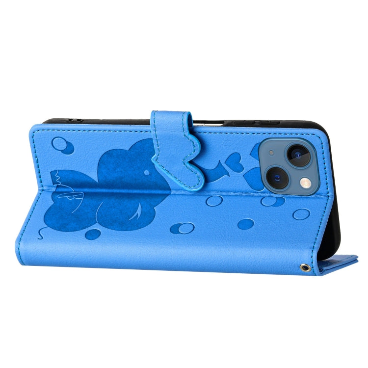 Cartoon Elephant Embossed Leather Phone Case, For iPhone 13 mini / 12 mini, For iPhone 12 / 12 Pro, For iPhone 12 Pro Max, For iPhone 11 Pro Max