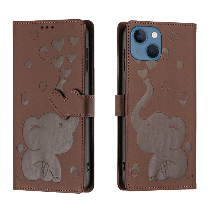 Cartoon Elephant Embossed Leather Phone Case, For iPhone 13 mini / 12 mini, For iPhone 12 / 12 Pro, For iPhone 12 Pro Max, For iPhone 11 Pro Max