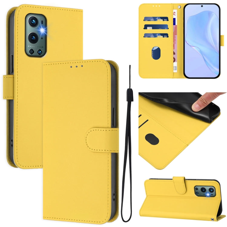 Skin Feel Solid Color Leather Phone Case with Lanyard, For OnePlus 9 Pro