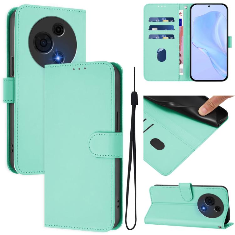 Skin Feel Solid Color Leather Phone Case with Lanyard, For TCL 60 NxtPaper